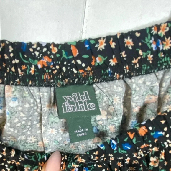 Wild Fable - Black Floral Boho puffy sleeve dress - Large - Picture 4 of 7